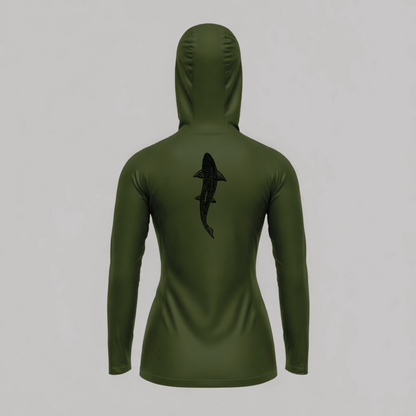 Womens Pro Sun Hoodie - Swimming Trout