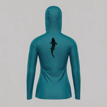 Womens Pro Sun Hoodie - Swimming Trout
