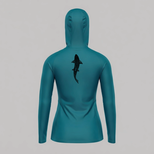 Womens Pro Sun Hoodie - Swimming Trout