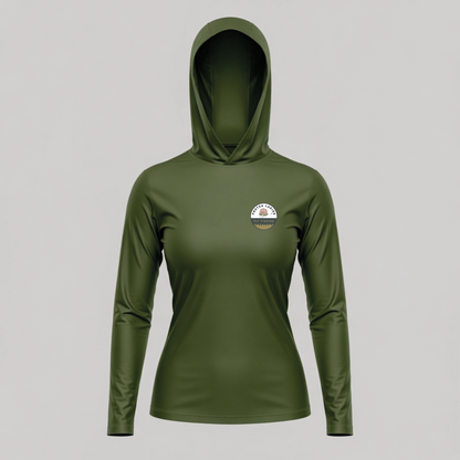 Womens Pro Sun Hoodie - Swimming Trout